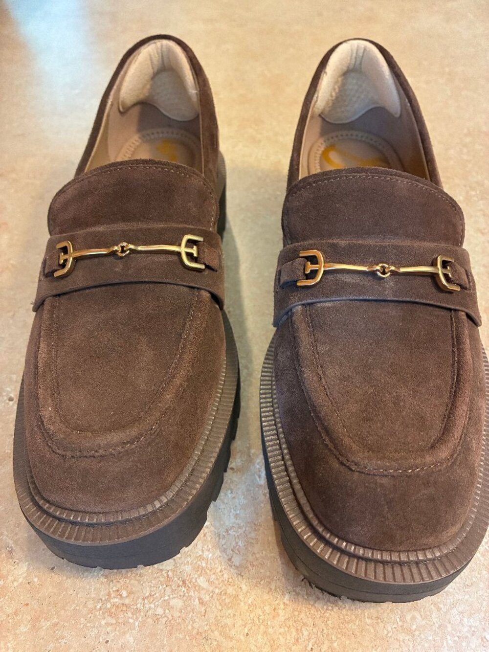 Sam Edelman Lea Platform Lug Sole Loafer in Mustang Brown Suede - Women’s 9